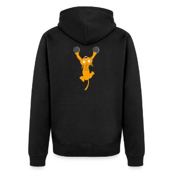 fallende Katze lustig Liebe cooles Geschenk - Unisex Premium Bio Zip Hoodie - Schwarz - Hinten - Nico (187cm)