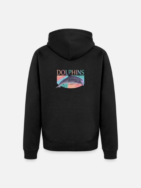 dolphin - Unisex Premium Organic Zip Hoodie - black