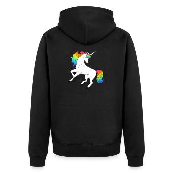 Einhorn - Unisex Premium Bio Zip Hoodie - Schwarz - Hinten - Nico (187cm)