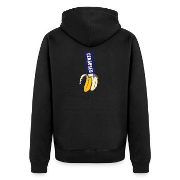 Bananen-Geschenk-Lebensmittel-Porno zensiert Shirt - Unisex Premium Bio Zip Hoodie - Schwarz - Hinten - Nico (187cm)