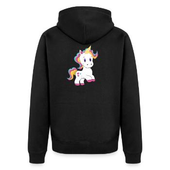 Einhorn - Unisex Premium Bio Zip Hoodie - Schwarz - Hinten - Nico (187cm)