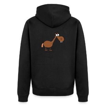 Pferd - Unisex Premium Bio Zip Hoodie - Schwarz - Hinten - Nico (187cm)