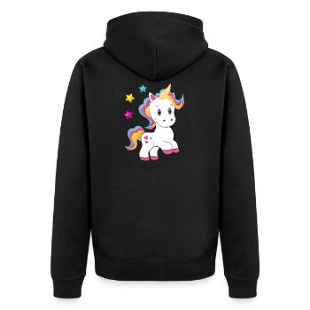 Einhorn - Unisex Premium Bio Zip Hoodie - Schwarz - Hinten - Nico (187cm)
