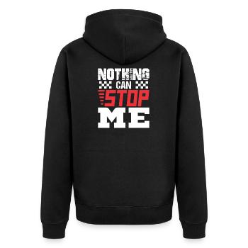 Rennfahrer - Unisex Premium Bio Zip Hoodie - Schwarz - Hinten - Nico (187cm)