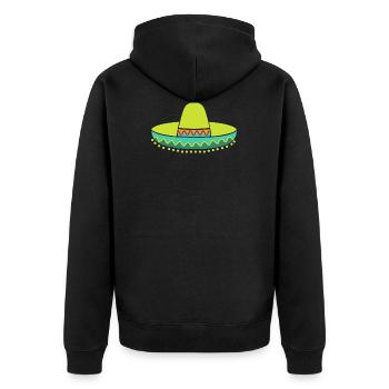 Sombrero Strohhut - Unisex Premium Bio Zip Hoodie - Schwarz - Hinten - Nico (187cm)