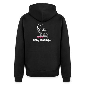 Bébé enceinte bébé ventre grossesse Parents - Veste à capuche bio Premium Unisexe - noir - Dos - Nico (187cm)