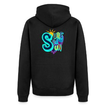 Surfen Meer Sonne Strand Geschenke Idee - Unisex Premium Bio Zip Hoodie - Schwarz - Hinten - Nico (187cm)