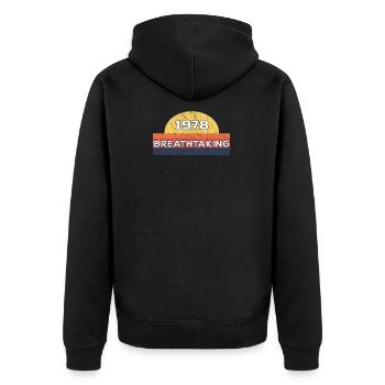 1978 Stunning Year of Birth Distressed Gift - Unisex Premium Organic Zip Hoodie - black - Back - Nico (187cm)