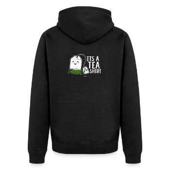 Tea Shirt lustiges T-Shirt Geschenk - Unisex Premium Bio Zip Hoodie - Schwarz - Hinten - Nico (187cm)