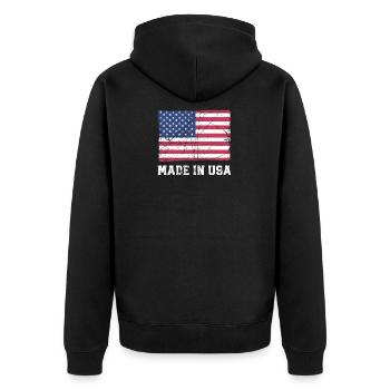 Drapeau des États-Unis / Fabriqué aux États-Unis - Veste à capuche bio Premium Unisexe - noir - Dos - Nico (187cm)