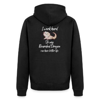 Bearded Dragon - Bearded Dragon Owner - Funny - Dragon - Unisex Premium Organic Zip Hoodie - black - Back - Nico (187cm)