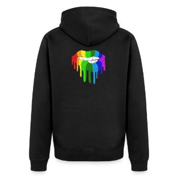 LGBTQ gay lesbian rainbow homosexual gay trans - Unisex Premium Organic Zip Hoodie - black - Back - Nico (187cm)
