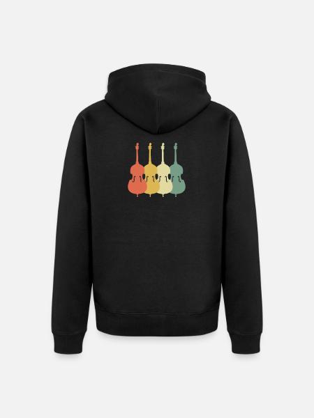 Kontrabass 70s Retro Look - Unisex Premium Bio Zip Hoodie - Schwarz