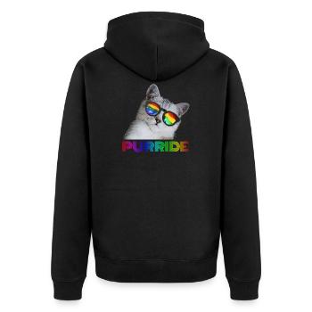Purride Pride Katze LGBT Lustiges Cat Geschenk - Unisex Premium Bio Zip Hoodie - Schwarz - Hinten - Nico (187cm)
