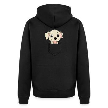 Dog in bag Dog lover puppy gift - Unisex Premium Organic Zip Hoodie - black - Back - Nico (187cm)