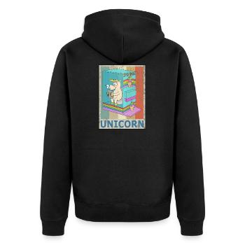 Einhorn Vintage Retro Style Grunge Einhörner - Unisex Premium Bio Zip Hoodie - Schwarz - Hinten - Nico (187cm)