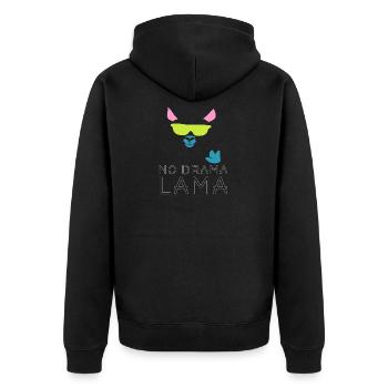 No Drama Llama - Kein Drama Lama - Lustig-Humor - Unisex Premium Bio Zip Hoodie - Schwarz - Hinten - Nico (187cm)