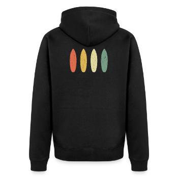 Distressed Surfboard - Vintage Design - Unisex Premium Bio Zip Hoodie - Schwarz - Hinten - Nico (187cm)