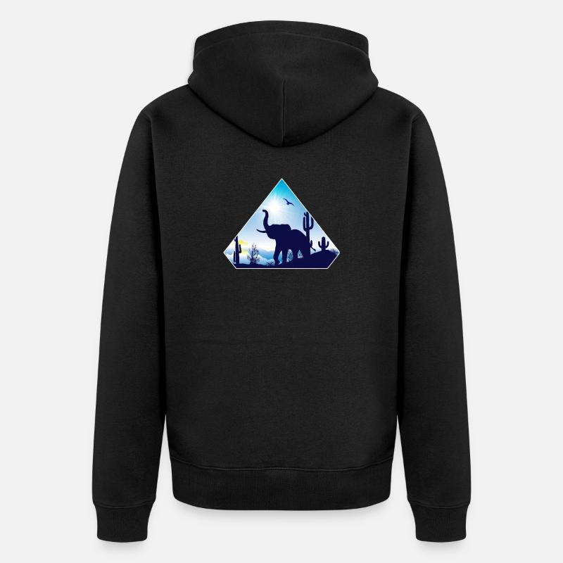 Elefant - Unisex Premium Bio Zip Hoodie - Schwarz