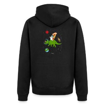 Katze Pizza Dinosaurier Geschenk - Unisex Premium Bio Zip Hoodie - Schwarz - Hinten - Nico (187cm)