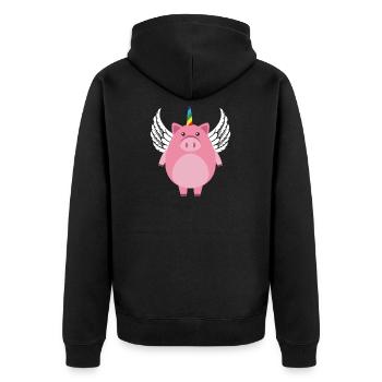 Unipig rose mignon drôle Licorne cochon Tee Shirt cadeau - Veste à capuche bio Premium Unisexe - noir - Dos - Nico (187cm)