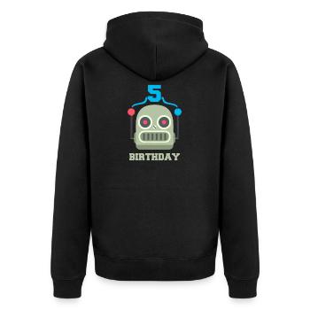 Fête d'anniversaire des enfants 5 anniversaire robot - Veste à capuche bio Premium Unisexe - noir - Dos - Nico (187cm)