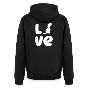 Frettchenfreund - Frettchen - Liebe - Geschenk - Unisex Premium Bio Zip Hoodie - Schwarz - Hinten - Nico (187cm)