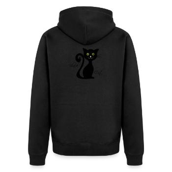 Schwarze Katze - Unisex Premium Bio Zip Hoodie - Schwarz - Hinten - Nico (187cm)