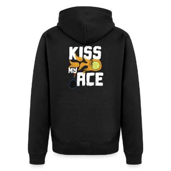 Tennis born to serve Serve Ass Racket - Unisex Premium Organic Zip Hoodie - black - Back - Nico (187cm)