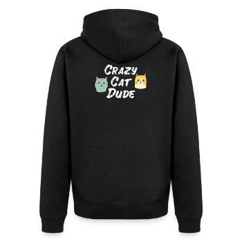 Crazy cat type cat lover cat Miau - Unisex Premium Organic Zip Hoodie - black - Back - Nico (187cm)