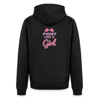Kämpfen wie ein Mädchen - Unisex Premium Bio Zip Hoodie - Schwarz - Hinten - Nico (187cm)