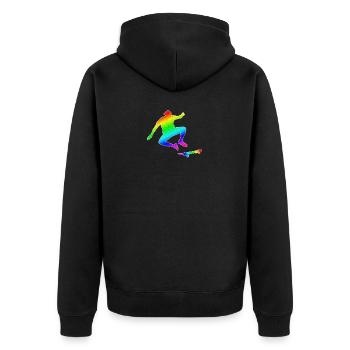 Skateboarding T-shirt Cool Silhouette Skate gay - Unisex Premium Organic Zip Hoodie - black - Back - Nico (187cm)