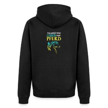 Je déteste ma vie sans cadeau de cheval - Veste à capuche bio Premium Unisexe - noir - Dos - Nico (187cm)