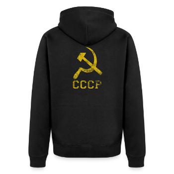 Russland russisch UDSSR Geschenk - Unisex Premium Bio Zip Hoodie - Schwarz - Hinten - Nico (187cm)