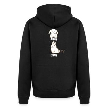 Lapin - Lapin - Yoga - Inspiration - Expirez - Veste à capuche bio Premium Unisexe - noir - Dos - Nico (187cm)