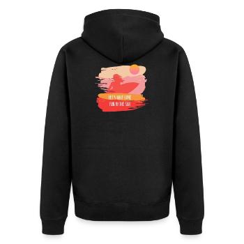 Sommer Spruch Surfen - Unisex Premium Bio Zip Hoodie - Schwarz - Hinten - Nico (187cm)