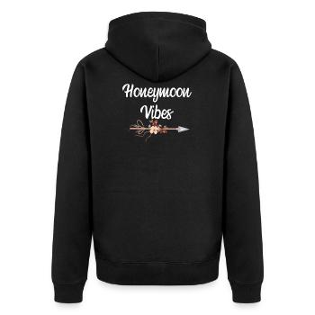 Honeymoon vibes Flitterwochen Hochzeitsgeschenk - Unisex Premium Bio Zip Hoodie - Schwarz - Hinten - Nico (187cm)