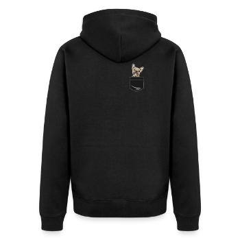 Chien bulldog français dans un cadeau de poche de chemise - Veste à capuche bio Premium Unisexe - noir - Dos - Nico (187cm)