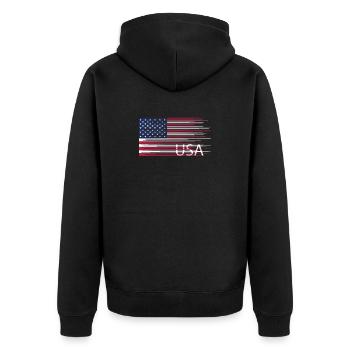 USA Flagge Amerika Freiheit Reise route 66 shirt - Unisex Premium Bio Zip Hoodie - Schwarz - Hinten - Nico (187cm)