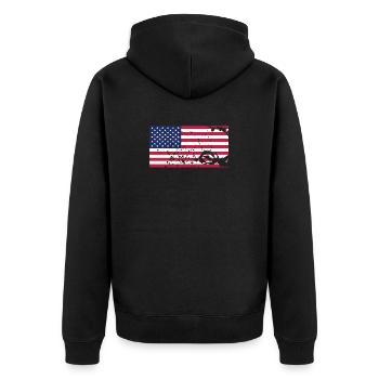 USA Flagge Fahne Symbol Amerika Reise fan Shirt - Unisex Premium Bio Zip Hoodie - Schwarz - Hinten - Nico (187cm)