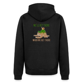 Sloth Running Team - "We'll get there" - Unisex Premium Organic Zip Hoodie - black - Back - Nico (187cm)