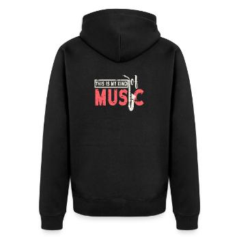 Saxophon - Unisex Premium Bio Zip Hoodie - Schwarz - Hinten - Nico (187cm)