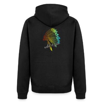 Wild und Frei Wild & Free Ureinwohner Indianer - Unisex Premium Bio Zip Hoodie - Schwarz - Hinten - Nico (187cm)