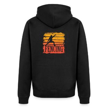 Fechten - Unisex Premium Bio Zip Hoodie - Schwarz - Hinten - Nico (187cm)