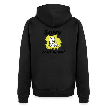 Verletzung Bein gebrochen Gute Besserung Geschenk - Unisex Premium Bio Zip Hoodie - Schwarz - Hinten - Nico (187cm)