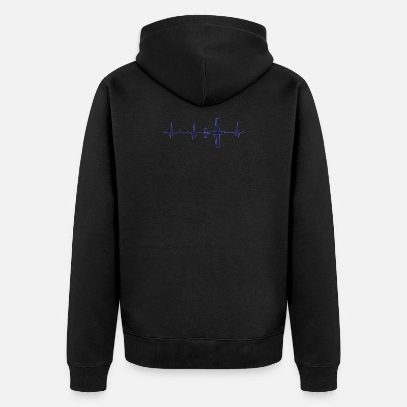 Battement cardiaque d'avion ECG - Veste à capuche bio Premium Unisexe - noir