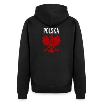 Polska Eagle - Unisex Premium Organic Zip Hoodie - black - Back - Nico (187cm)