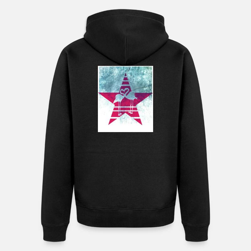 Flamingo Herz - Unisex Premium Bio Zip Hoodie - Schwarz
