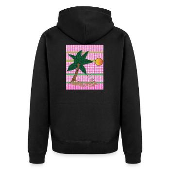 Island Flamingo - Unisex Premium Organic Zip Hoodie - black - Back - Nico (187cm)