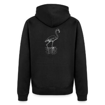 Flamingo Zeichnung - Unisex Premium Bio Zip Hoodie - Schwarz - Hinten - Nico (187cm)